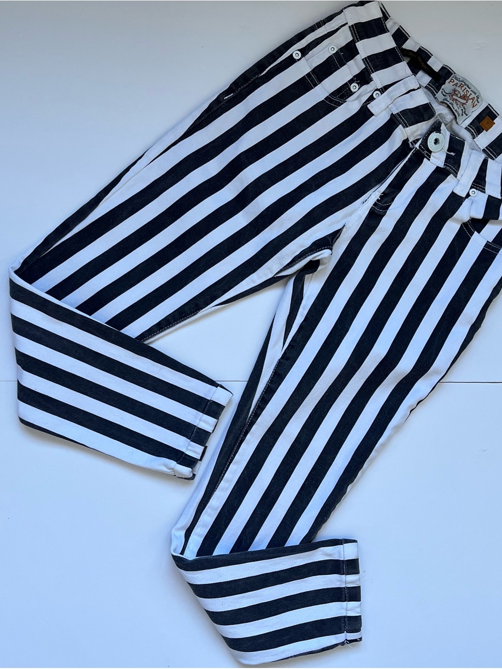 Parisian Works Kids Black & White Vertical Stripe Jeans